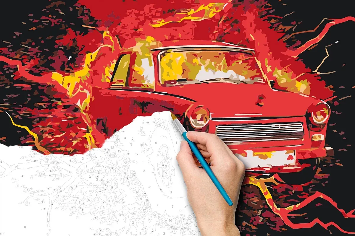 Maľovanie podľa čísel - obraz veterána VW Brouk