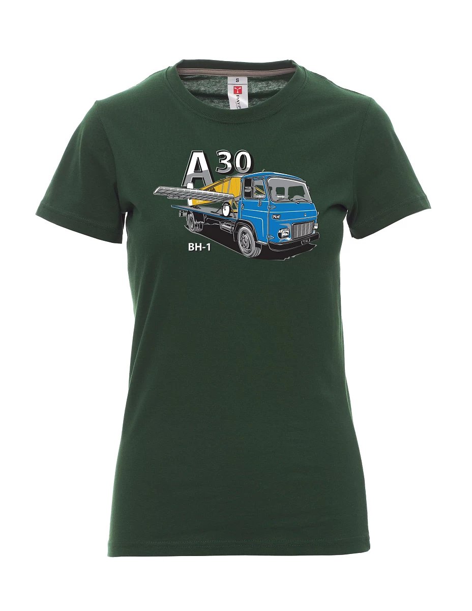Tmavě zelené dámské tričko Avia A30 a lietadlo BH - 1