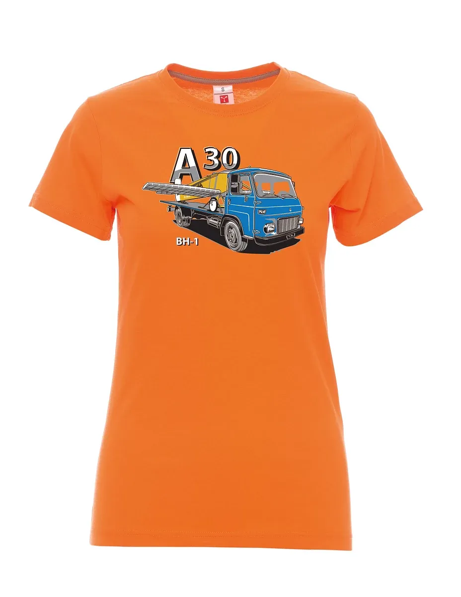 Oranžové dámské tričko Avia A30 a lietadlo BH - 1