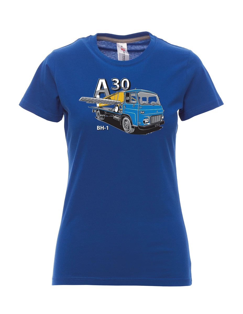 Královsky modré dámské tričko Avia A30 a lietadlo BH - 1