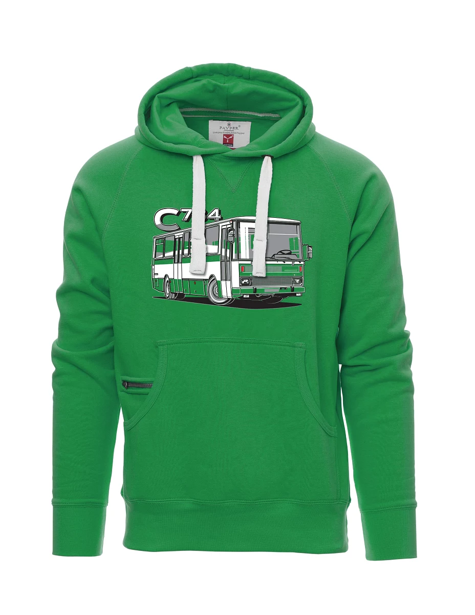 Zelená pánská mikina autobus C734