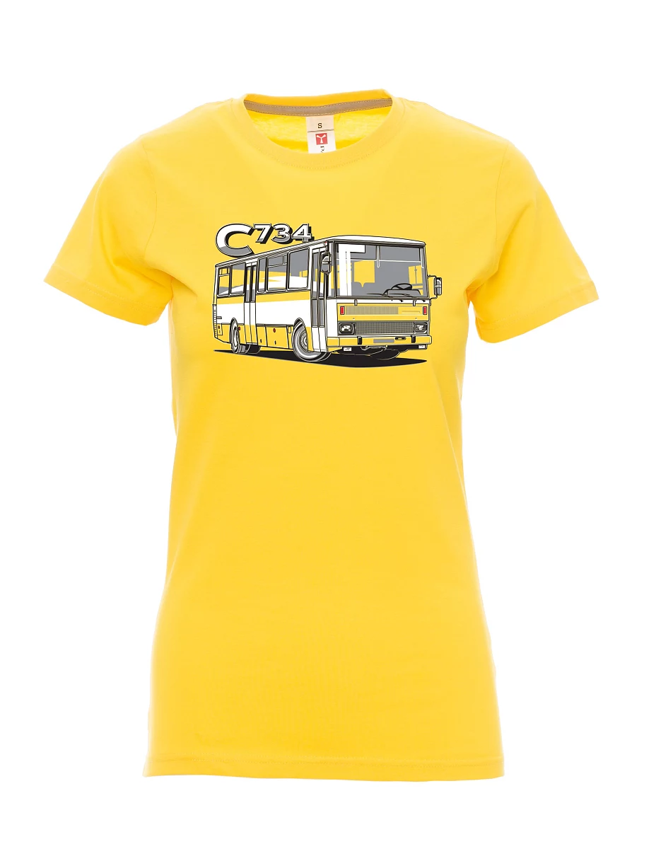 Žluté dámské tričko autobus C734