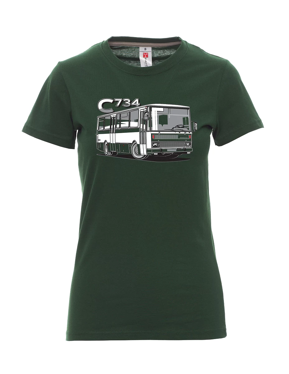 Tmavě zelené dámské tričko autobus C734