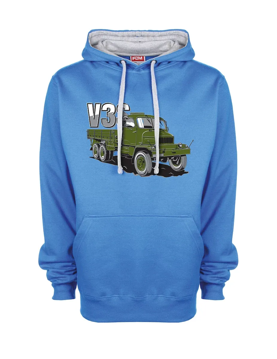 Šedo-modrá mikina Nákladný automobil V3S Valník