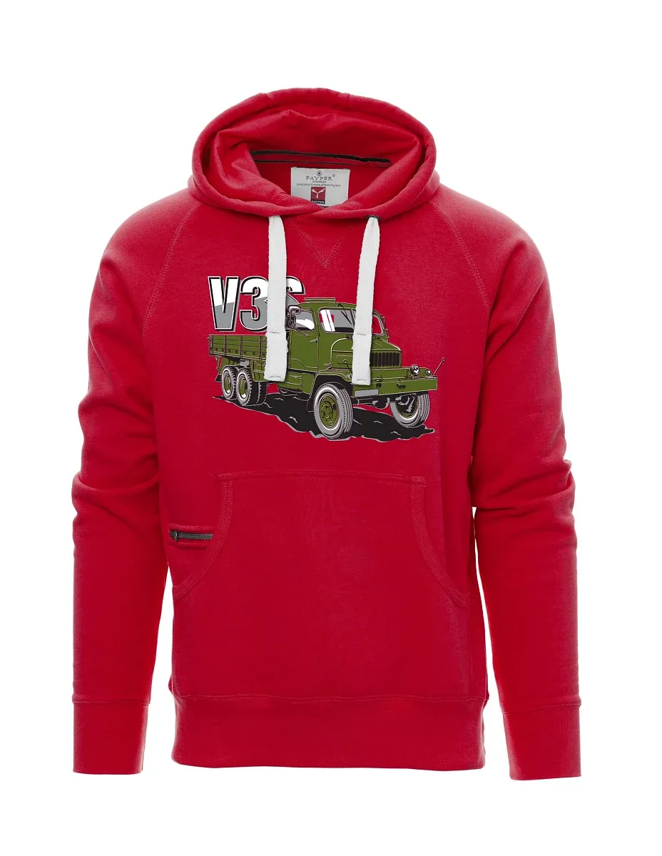 Červená pánská mikina Nákladný automobil V3S Valník