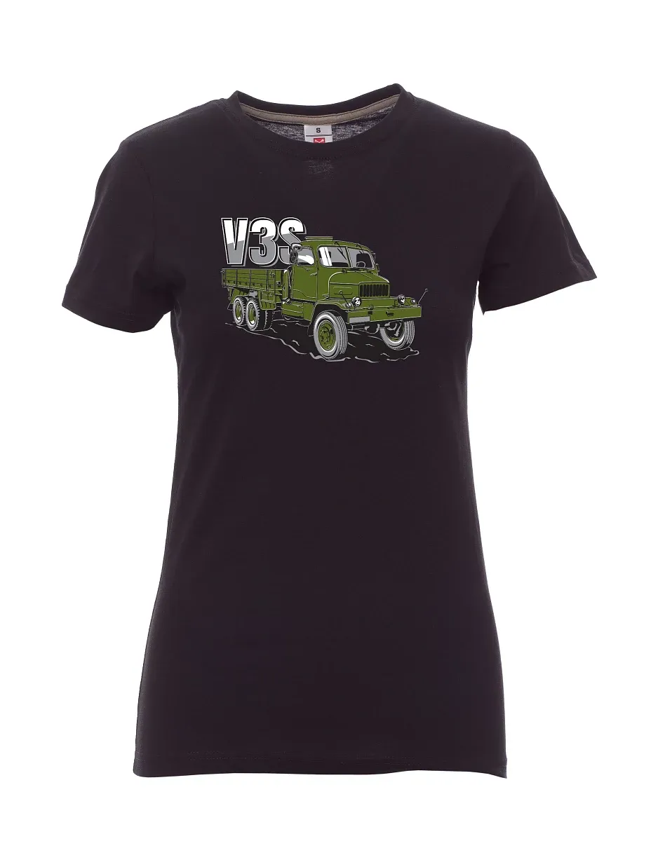 Černé dámské tričko Nákladný automobil V3S Valník