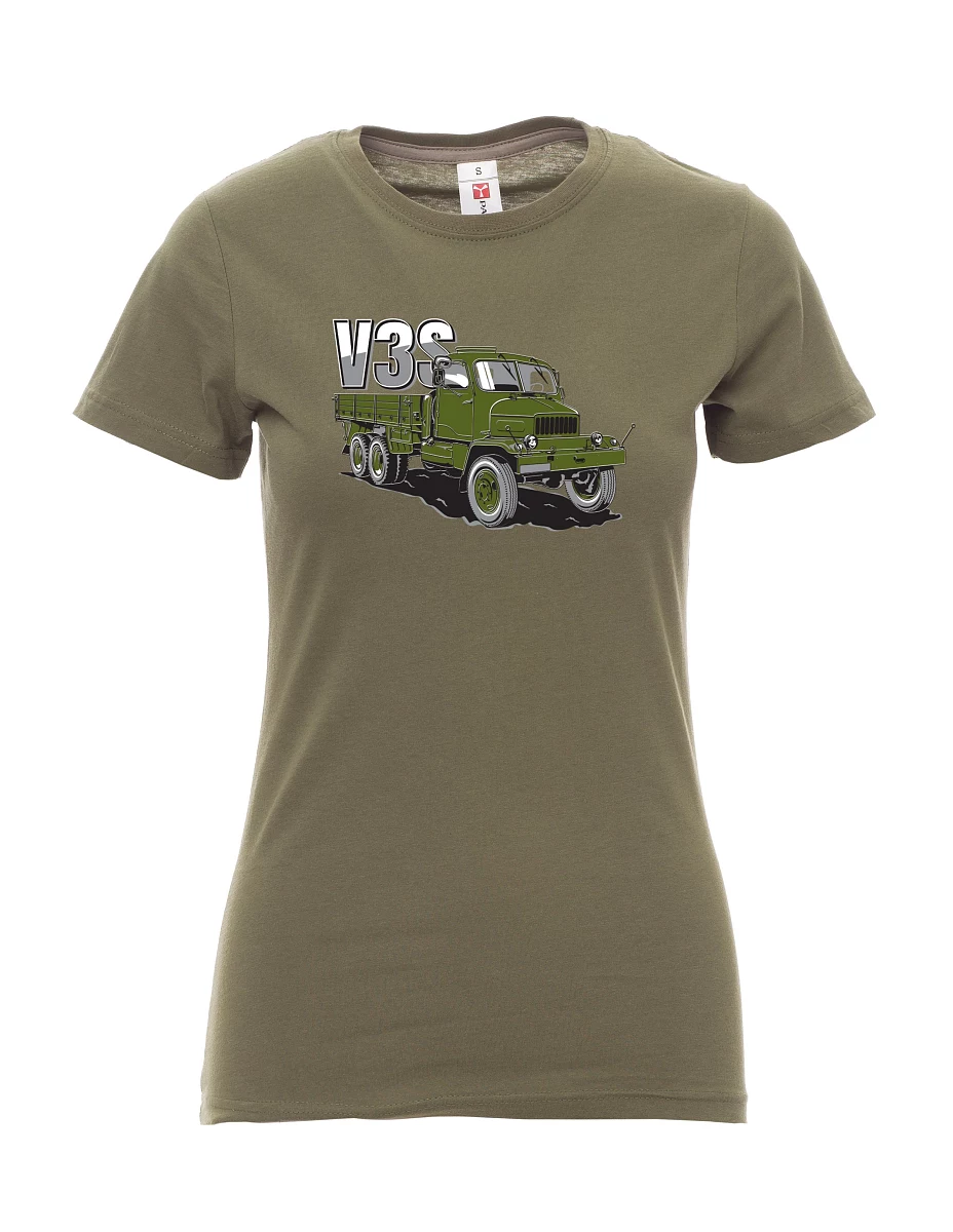Khaki dámské tričko Nákladný automobil V3S Valník