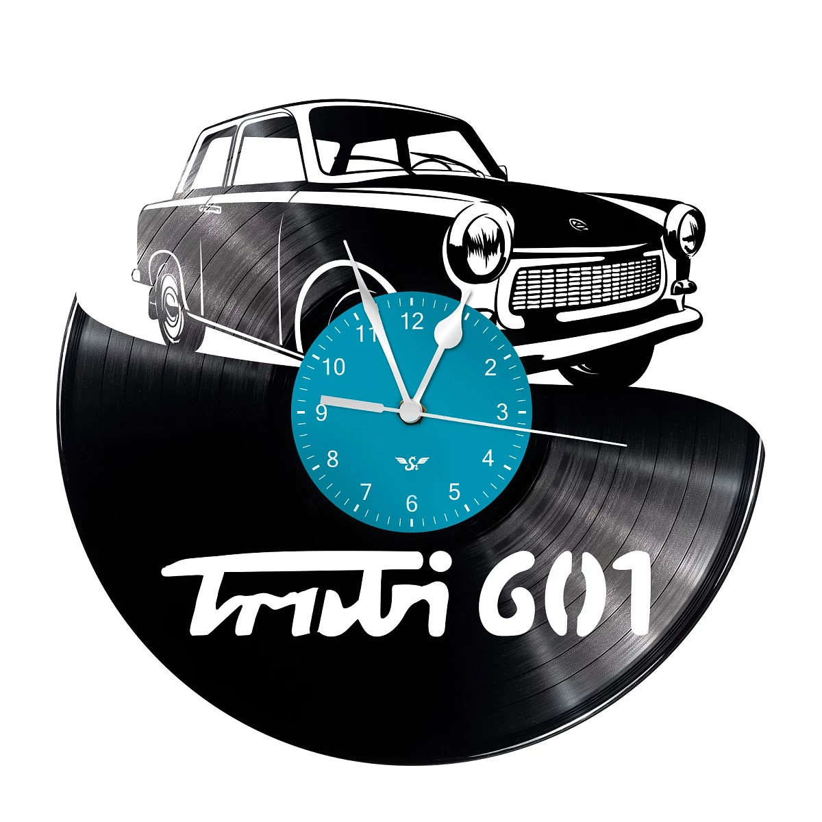 Hodiny z gramoplatne s motívom Trabi 601