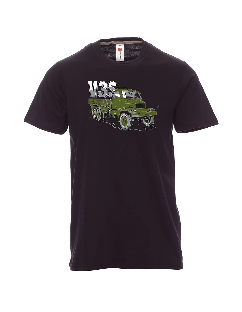 Černé pánské tričko Nákladný automobil V3S Valník