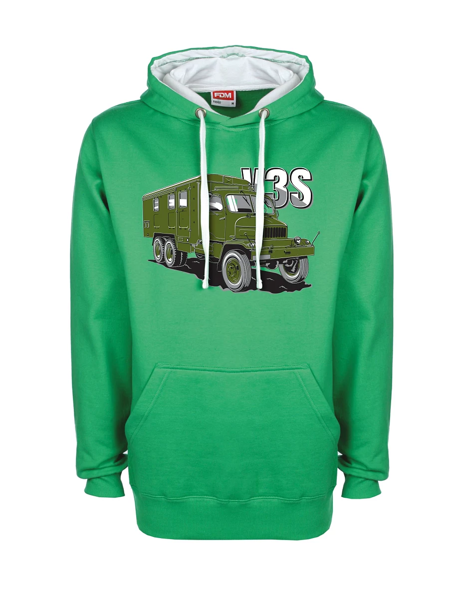 Bílo-zelená mikina Nákladný automobil V3S Skriňa