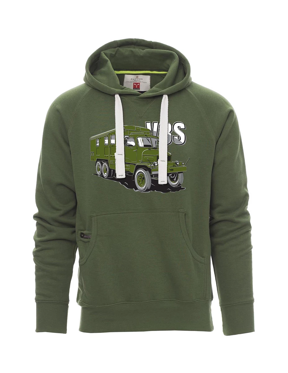 Tmavě zelená pánská mikina Nákladný automobil V3S Skriňa
