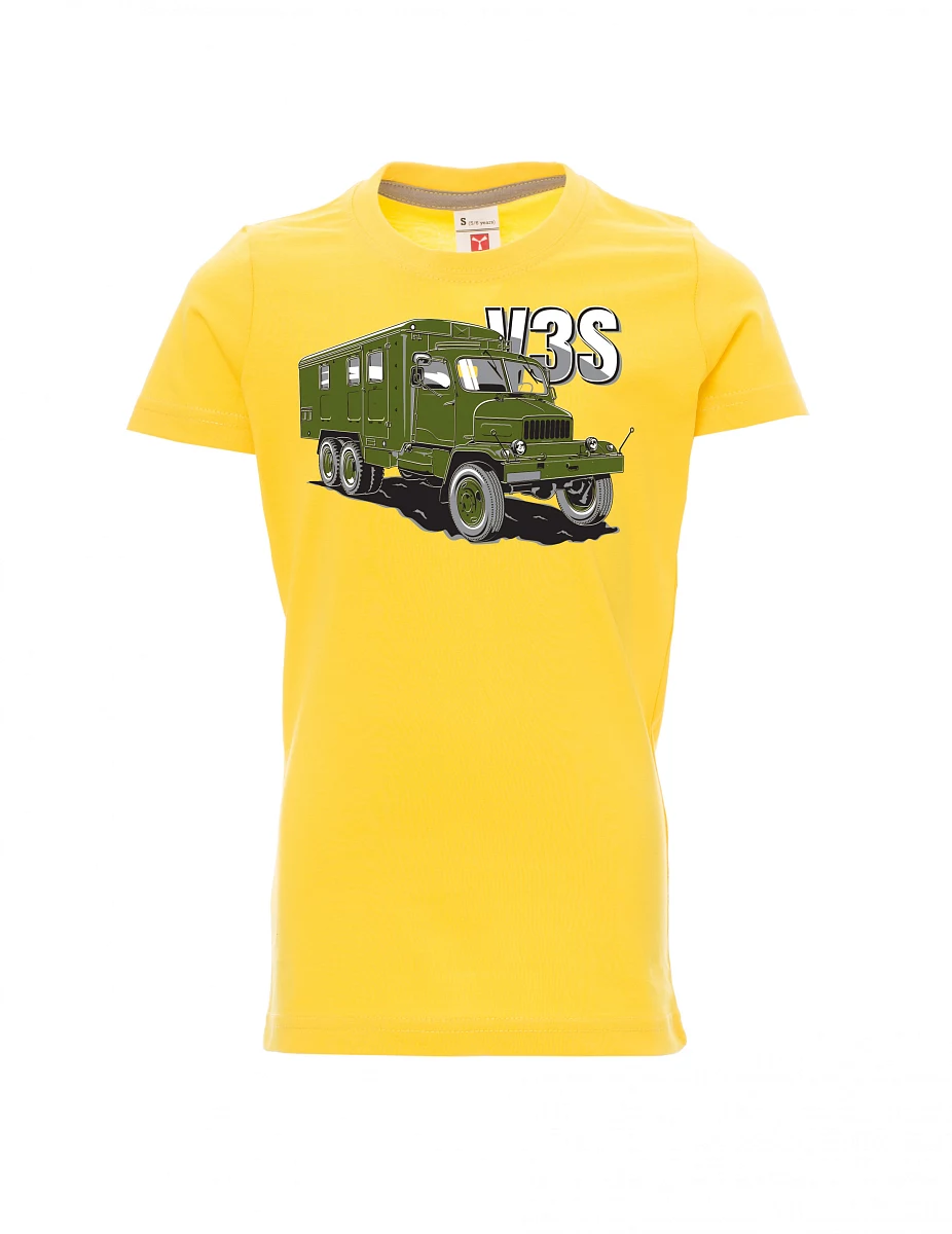 Žluté detské tričko Nákladný automobil V3S Skriňa