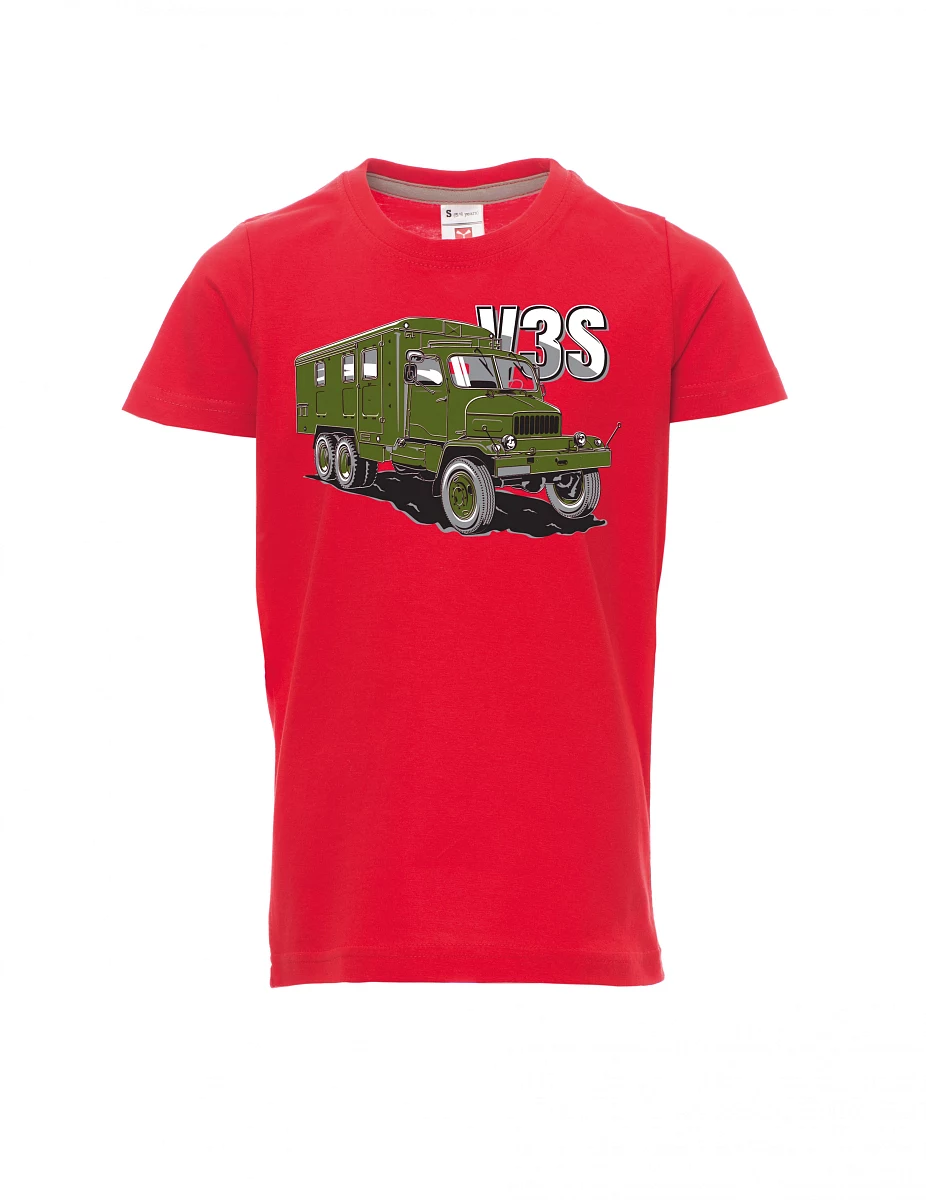 Červené detské tričko Nákladný automobil V3S Skriňa