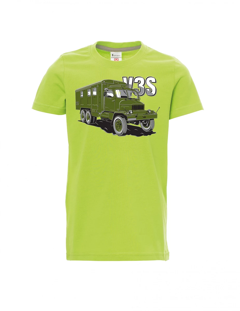 Světle zelené detské tričko Nákladný automobil V3S Skriňa
