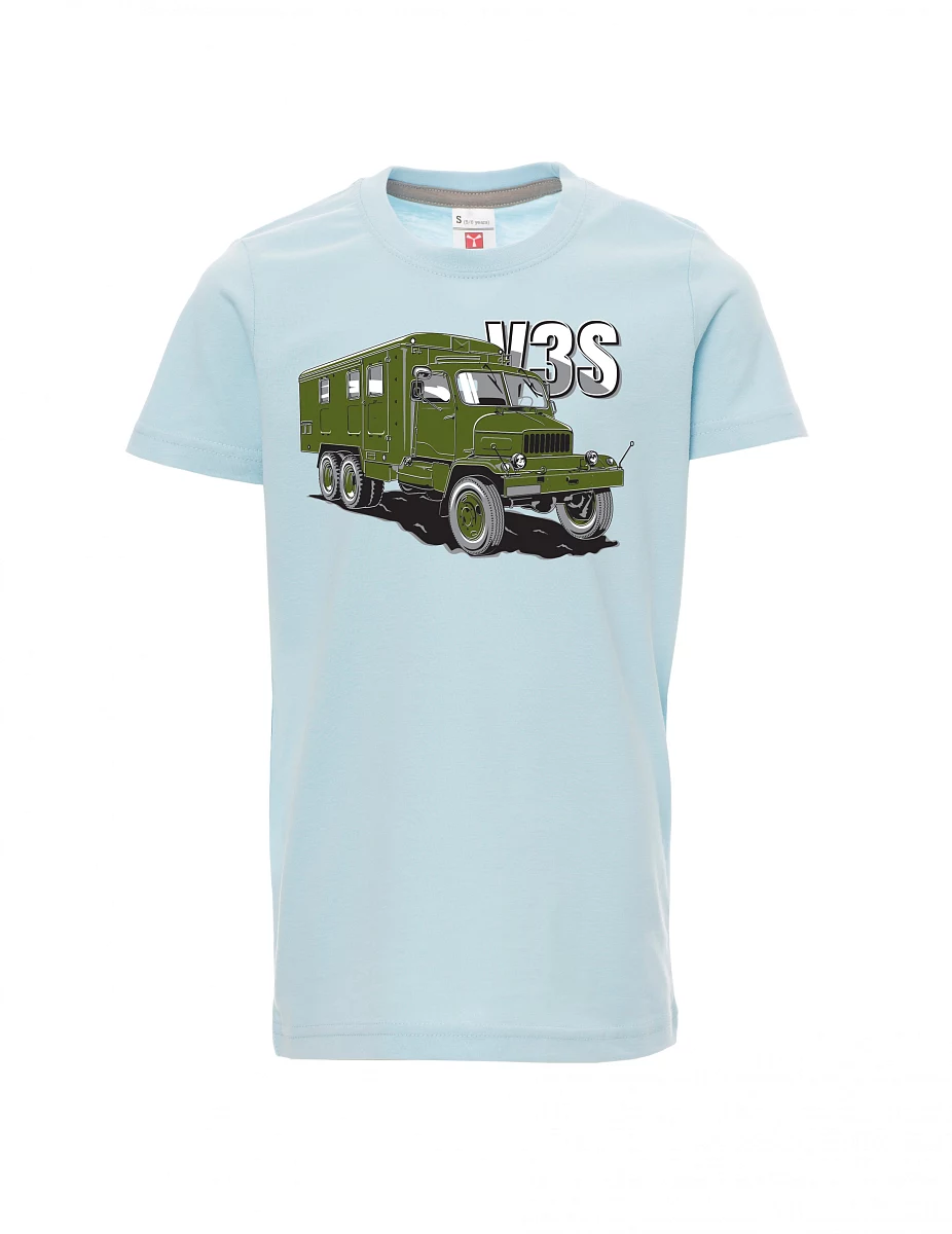 Bledě modré detské tričko Nákladný automobil V3S Skriňa