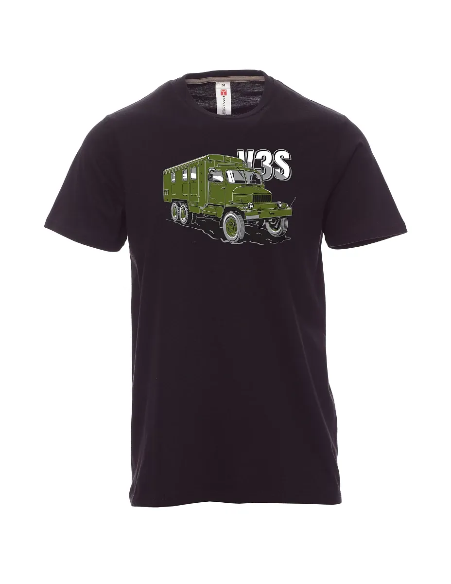 Černé pánské tričko Nákladný automobil V3S Skriňa