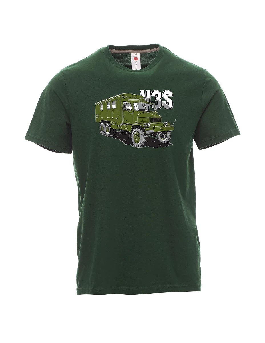 Tmavozelené pánské tričko Nákladný automobil V3S Skriňa