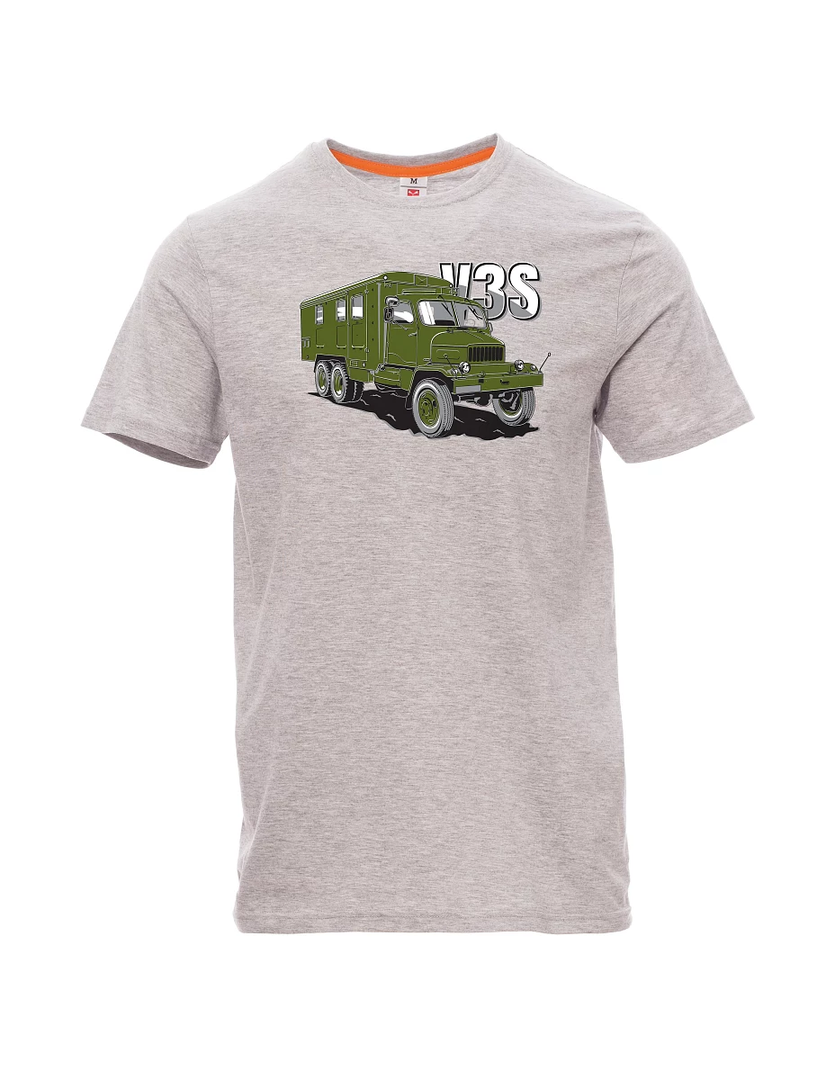 Šedé melanžovej pánské tričko Nákladný automobil V3S Skriňa