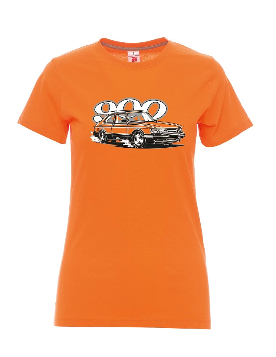 Oranžové dámské tričko so Saabom 900