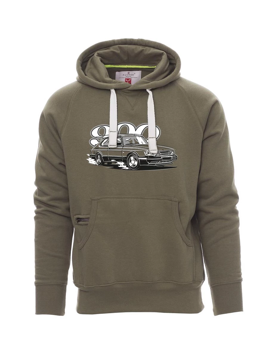 Khaki pánská mikina se Saabom 900