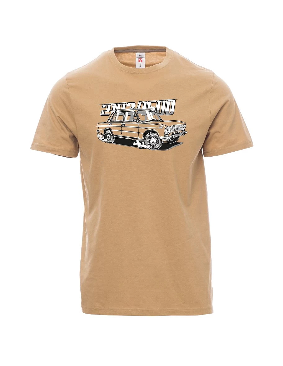 Hnědé pánské tričkos motívom Lada 2103 / VAZ 1500