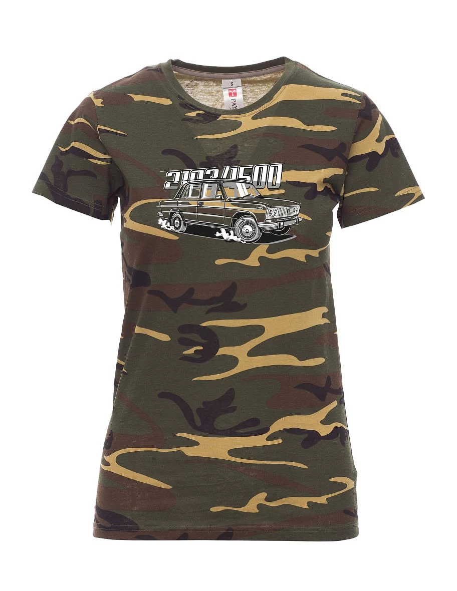 Maskáčové dámské tričko s motívom Lada 2103 / VAZ 1500