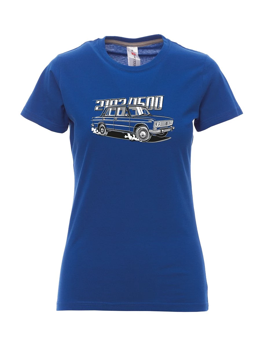Královsky modré dámské tričko s motívom Lada 2103 / VAZ 1500