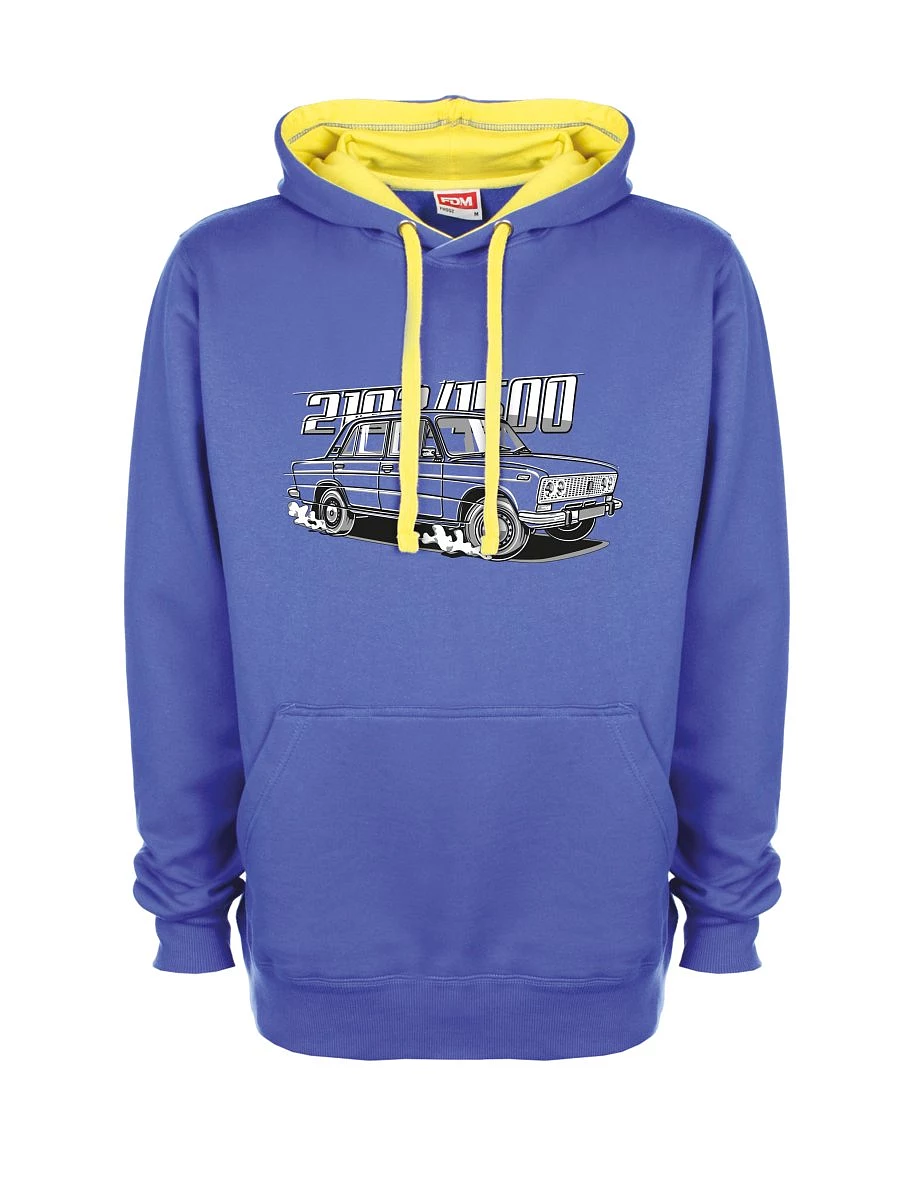 Žluto-modrá mikina s motívom Lada 2103 / VAZ 1500
