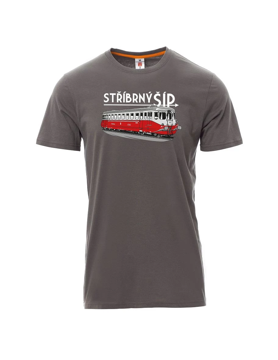 Šedé pánské tričko Strieborný šíp M 260 001