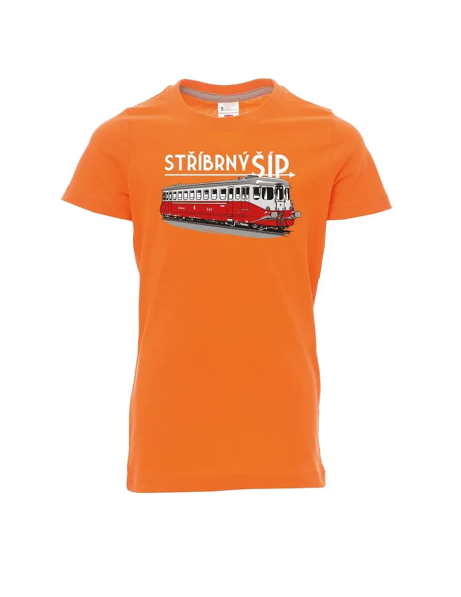 Oranžové detské tričko Strieborný šíp M 260 001