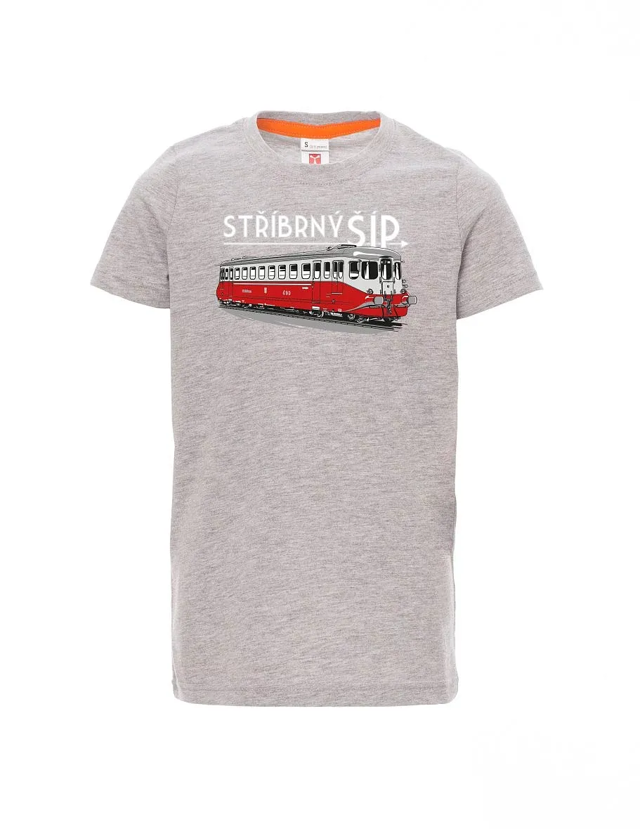 Šedý melír detské tričko Strieborný šíp M 260 001