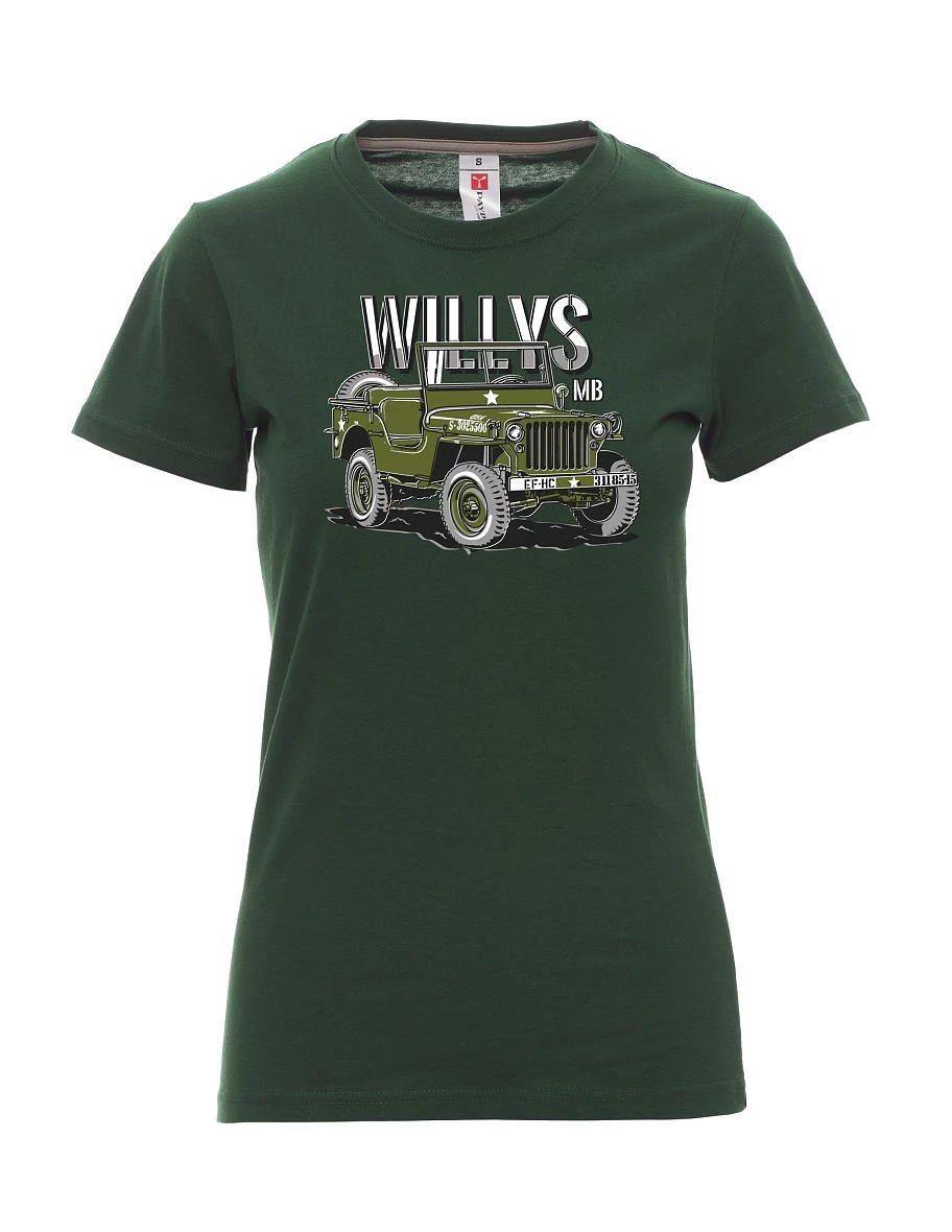 Tmavě zelené dámské tričko Willys MB