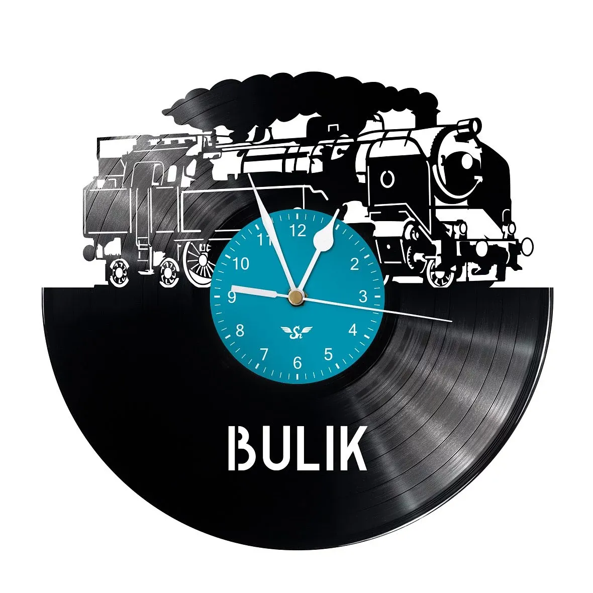 Hodiny z gramoplatne s motívom Lokomotíva 464 "Bulik"