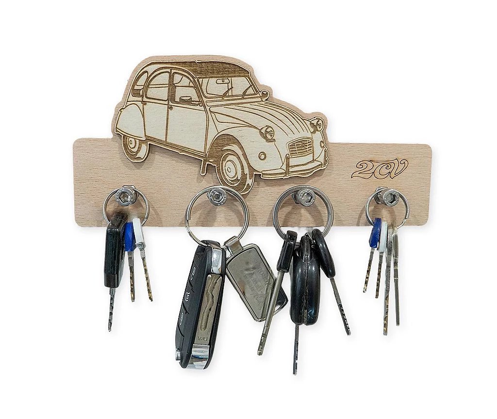 Drevený vešiak na kľúče 2CV