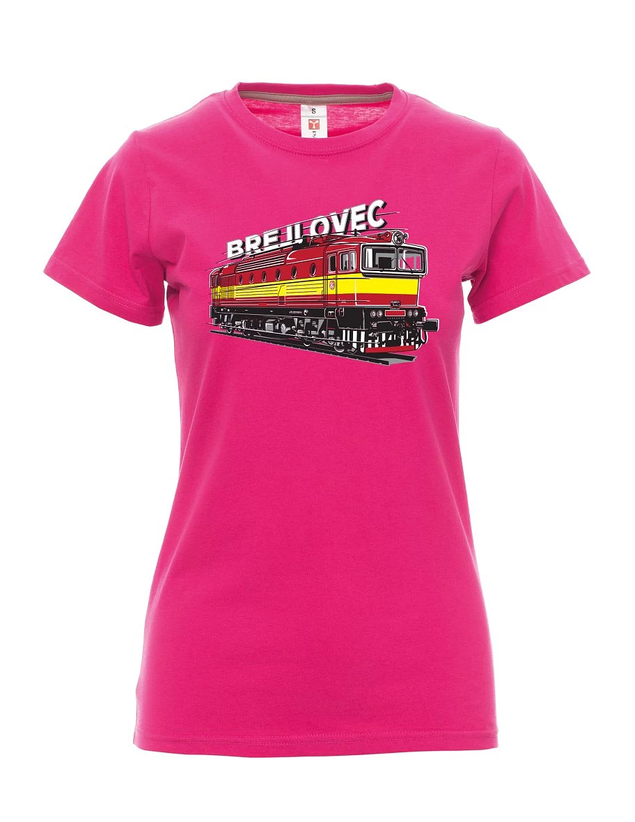 Růžové dámské tričko Lokomotíva 753 "Brejlovec"