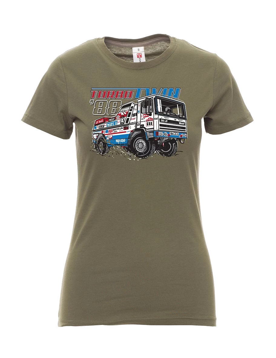 Khaki dámské tričko TurboTwin od Dakaru 1988