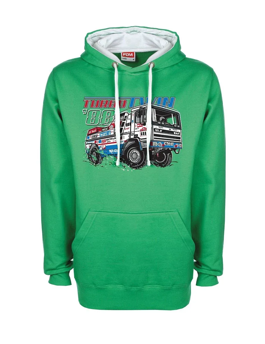 Bílo-zelená mikina TurboTwin od Dakaru 1988