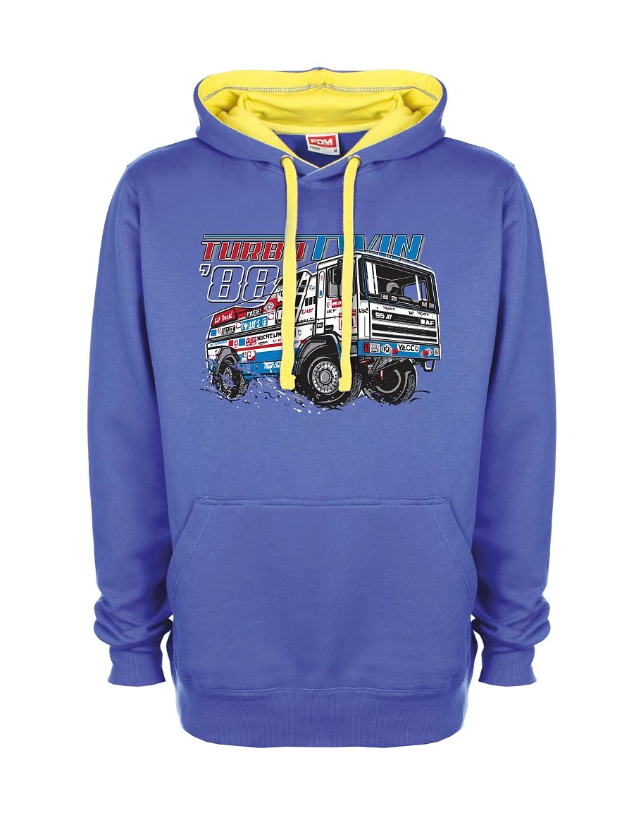 Žluto-modrá mikina TurboTwin od Dakaru 1988