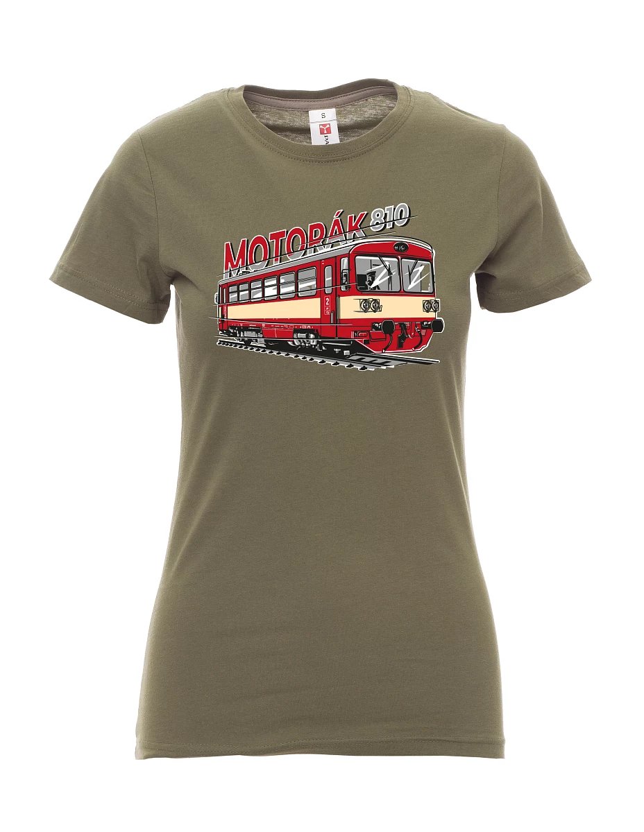 Khaki dámské tričko Motorový vlak 810