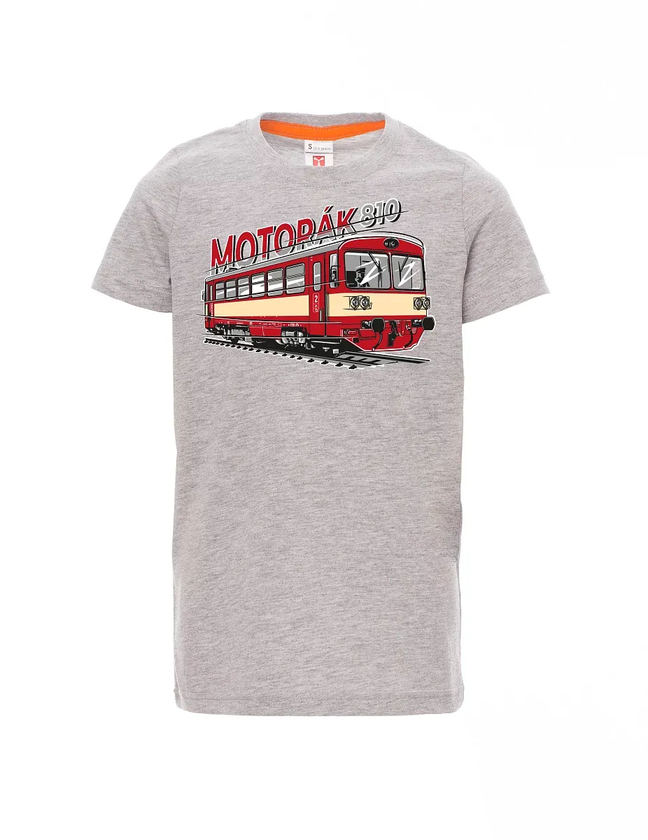 Šedý melír detské tričko Motorový vlak 810