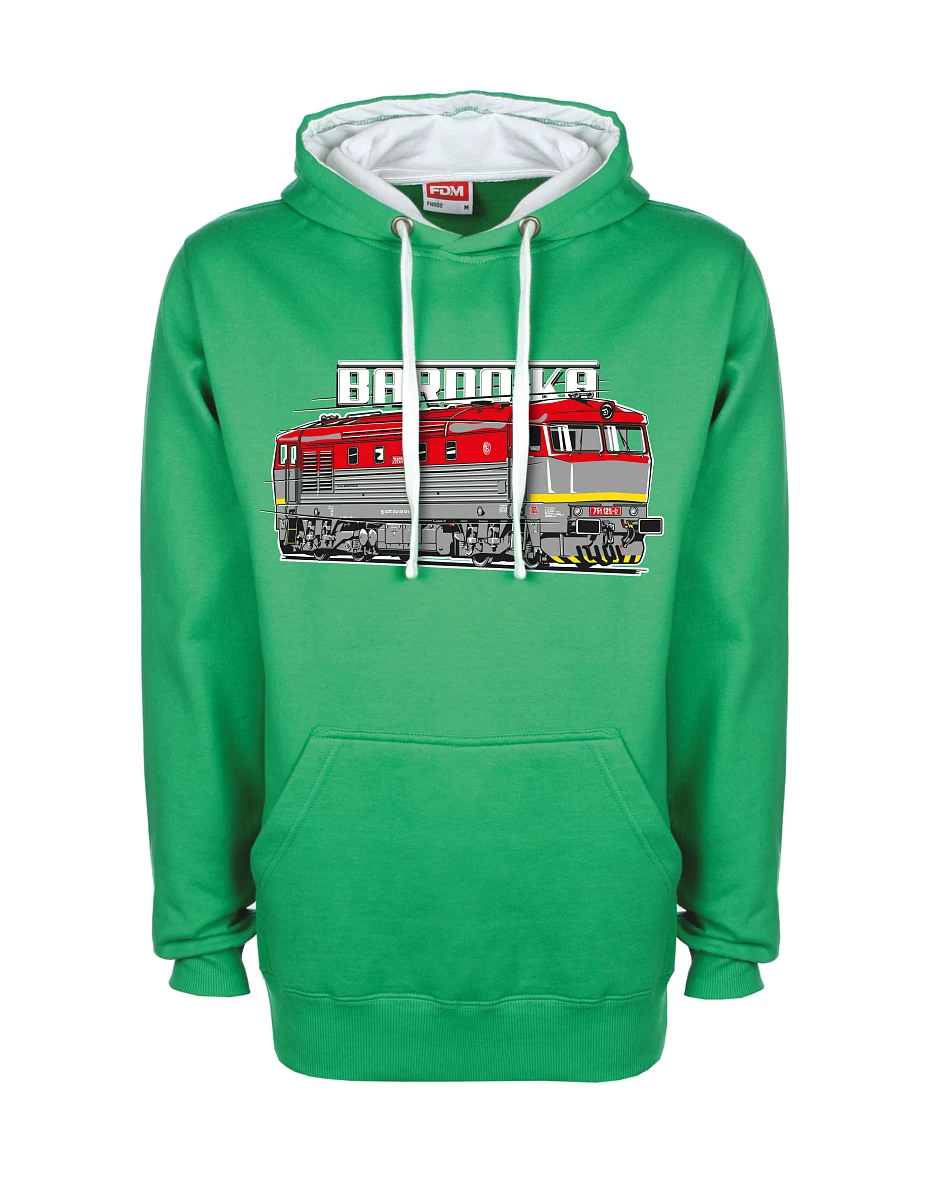 Bílo-zelená mikina Lokomotiva Bardotka