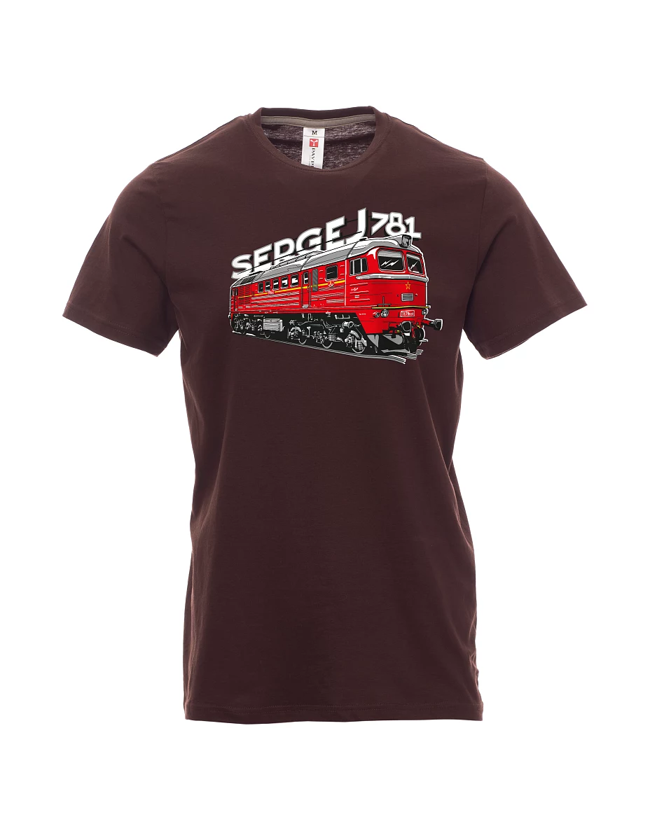 Tmavo hnedé pánské tričko Lokomotíva 781 "Sergej" (M62)