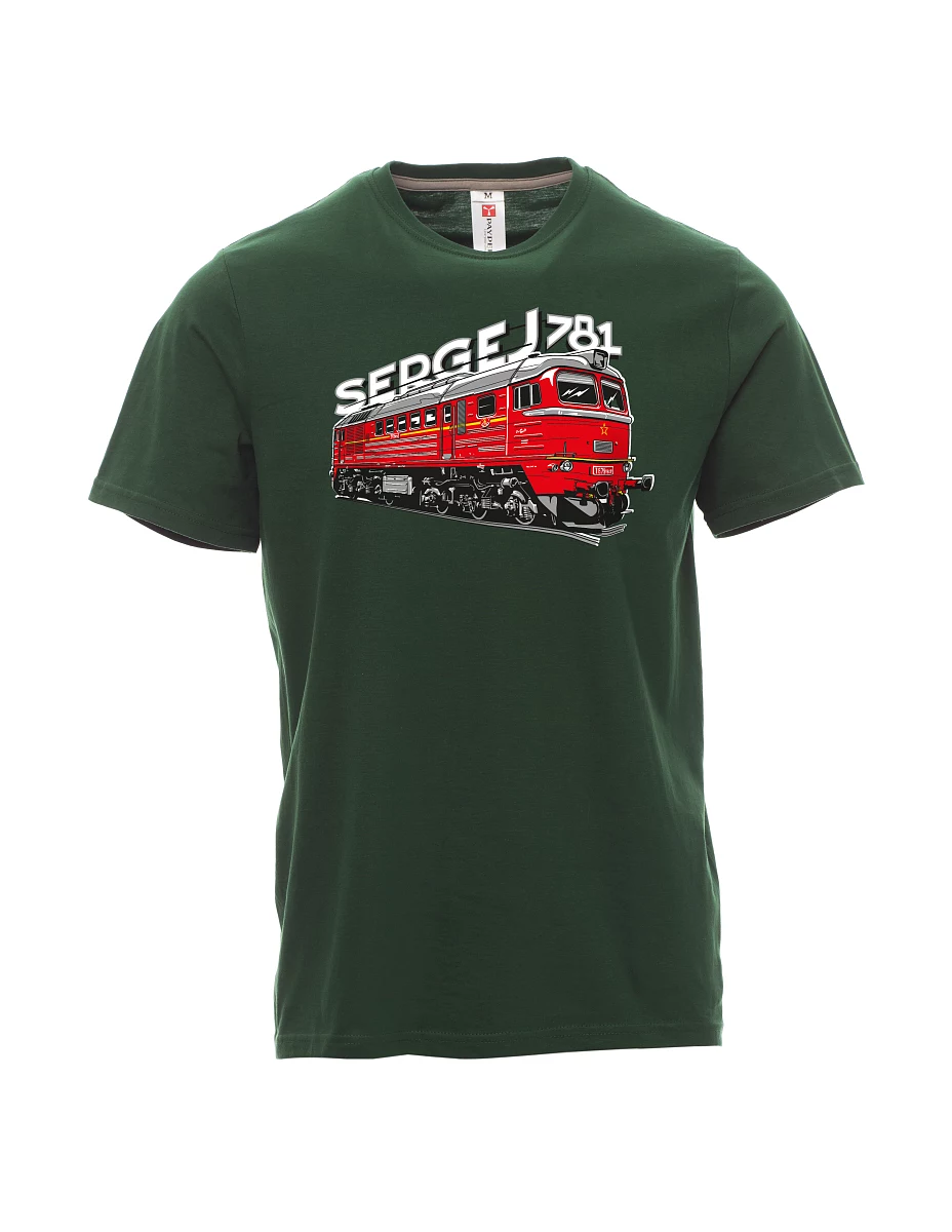 Tmavozelené pánské tričko Lokomotíva 781 "Sergej" (M62)