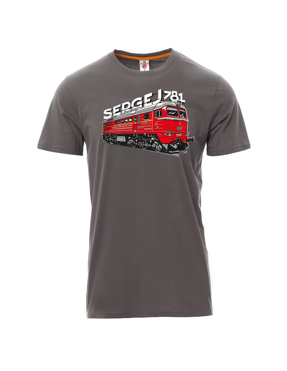 Šedé pánské tričko Lokomotíva 781 "Sergej" (M62)