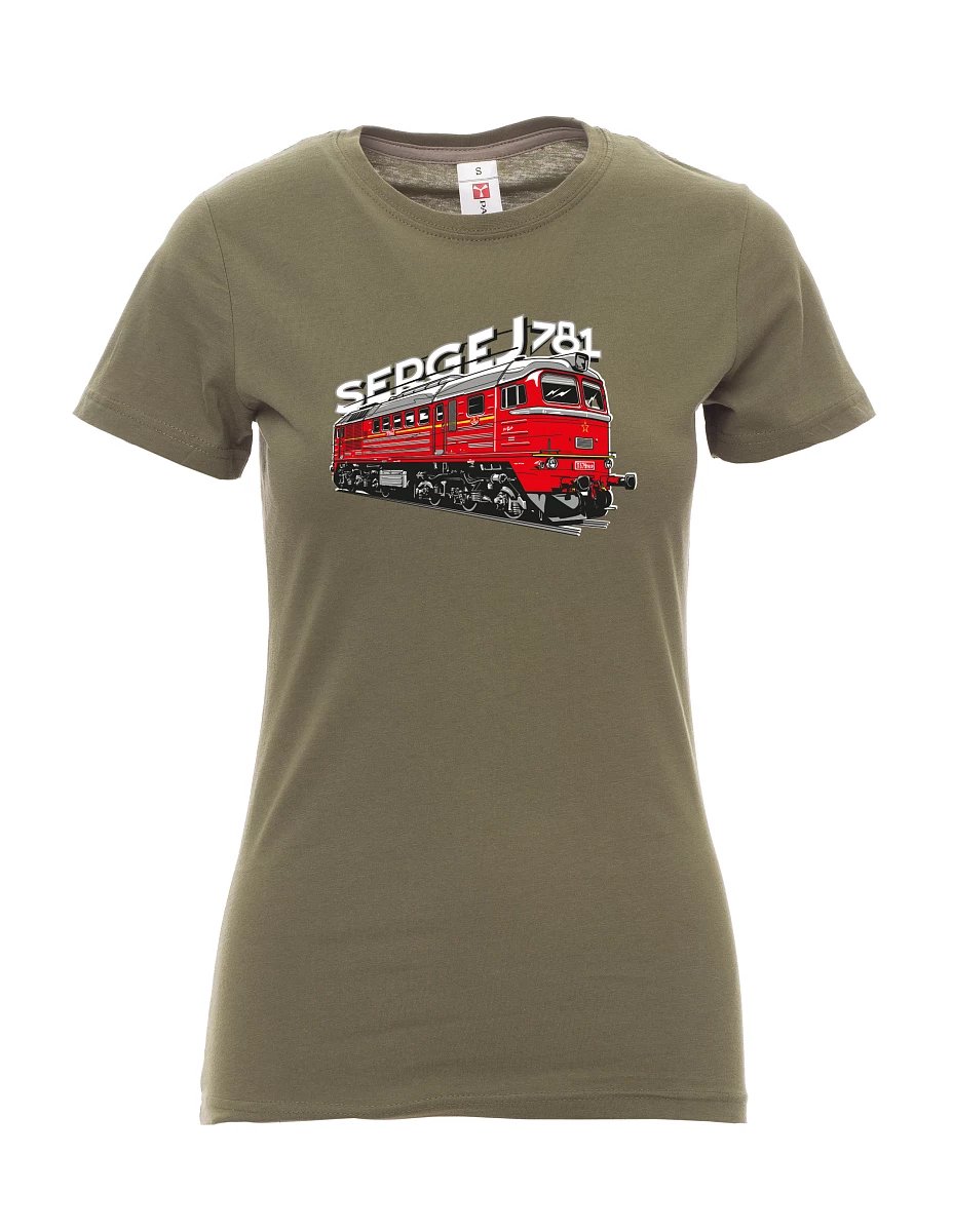 Khaki dámské tričko Lokomotíva 781 "Sergej" (M62)