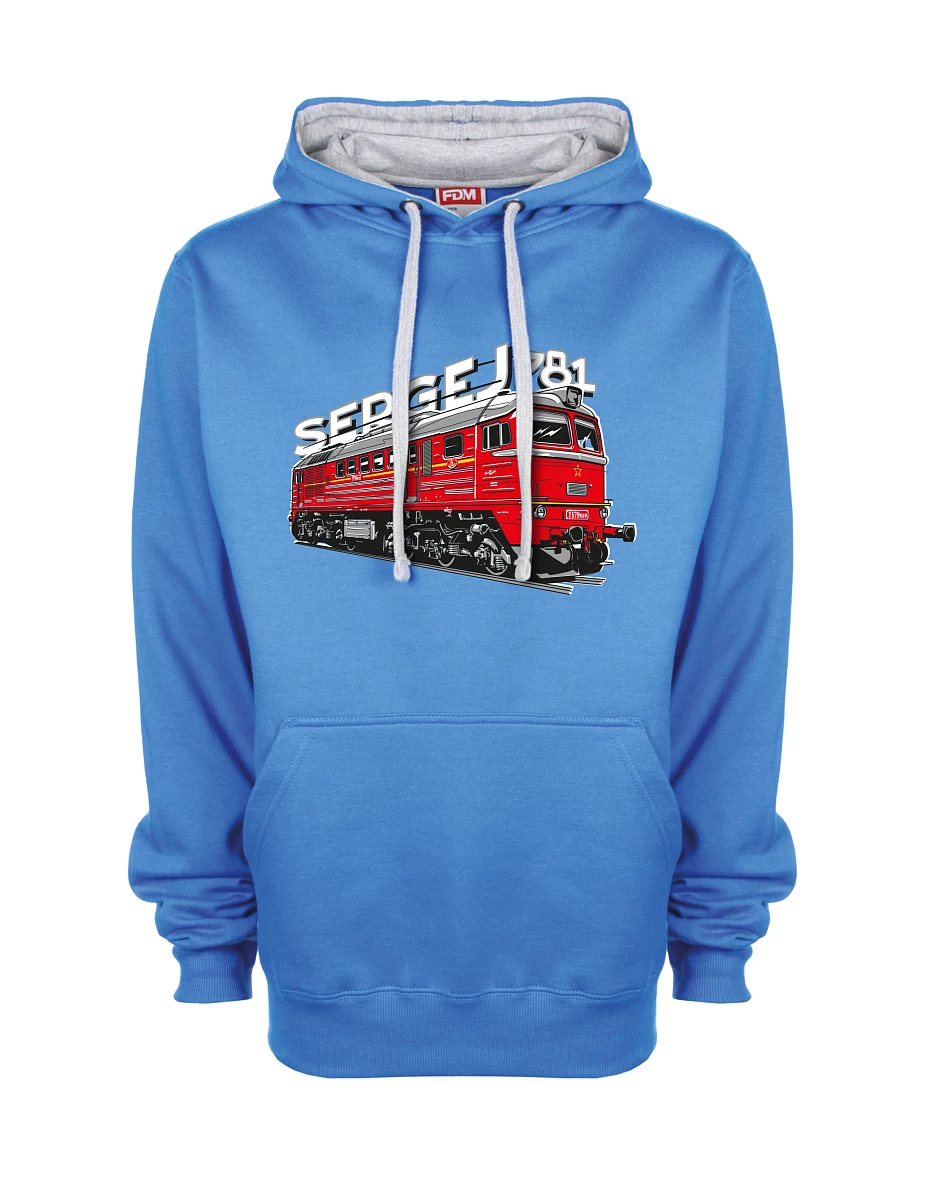 Šedo-modrá mikina Lokomotiva 781 "Sergej" (M62)