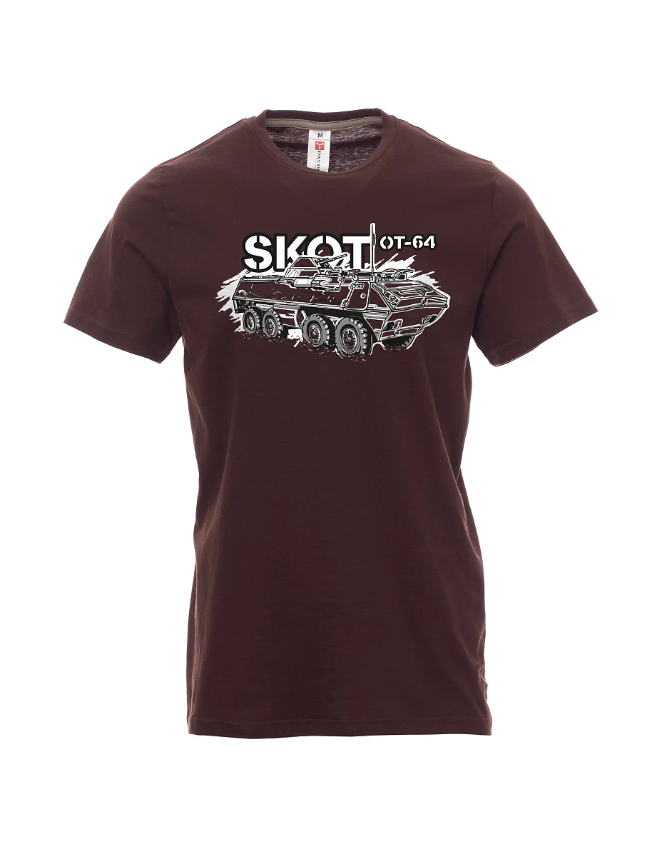 Tmavo hnedé pánské tričko Obrnený transportér OT-64 "SKOT"