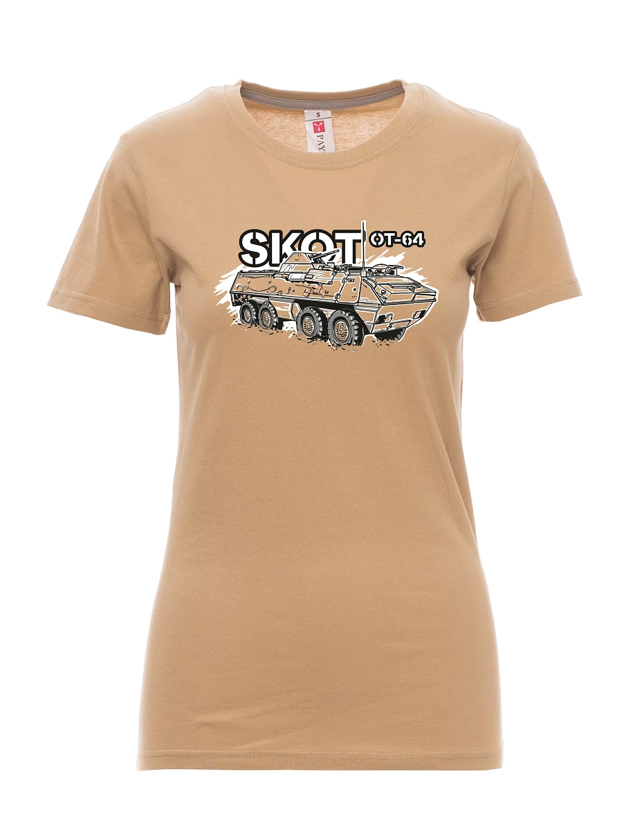 Hnědé dámské tričko Obrnený transportér OT-64 "SKOT"