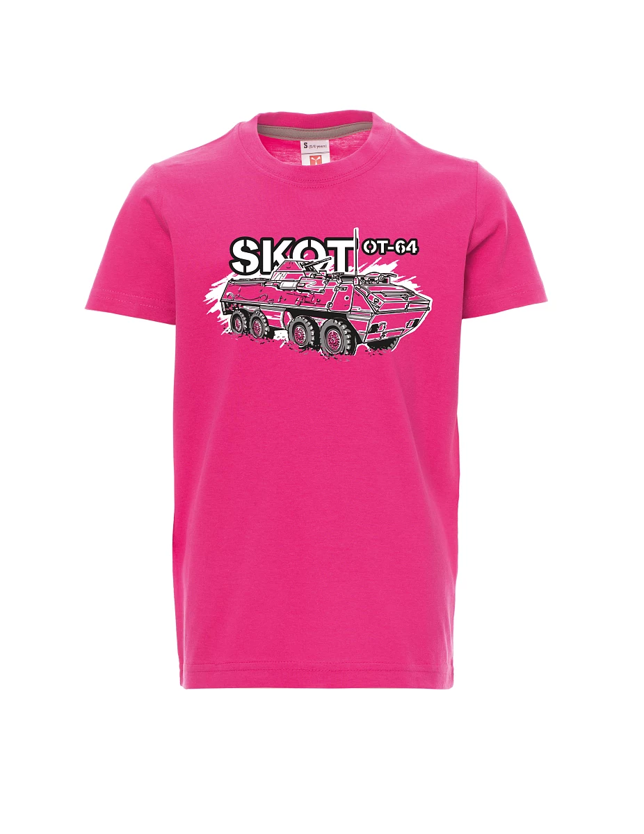 Růžové detské tričko Obrnený transportér OT-64 "SKOT"
