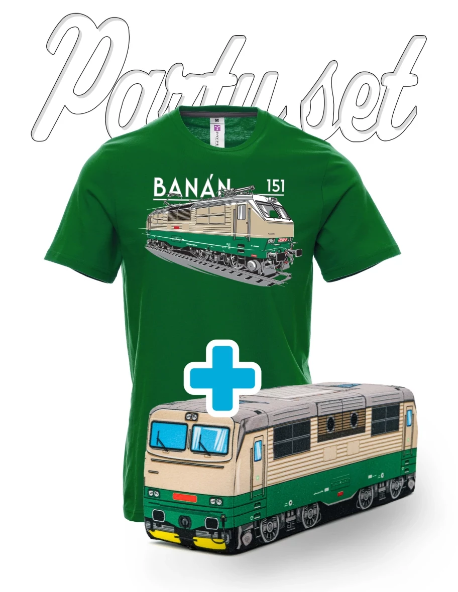 Party set tričká s plyšovým vankúšom na motívy Elektrická lokomotíva 151 „banán“